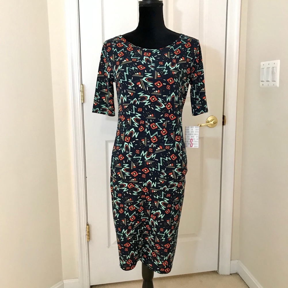 LuLaRoe Julia Dress / Colorful Electric Pattern S